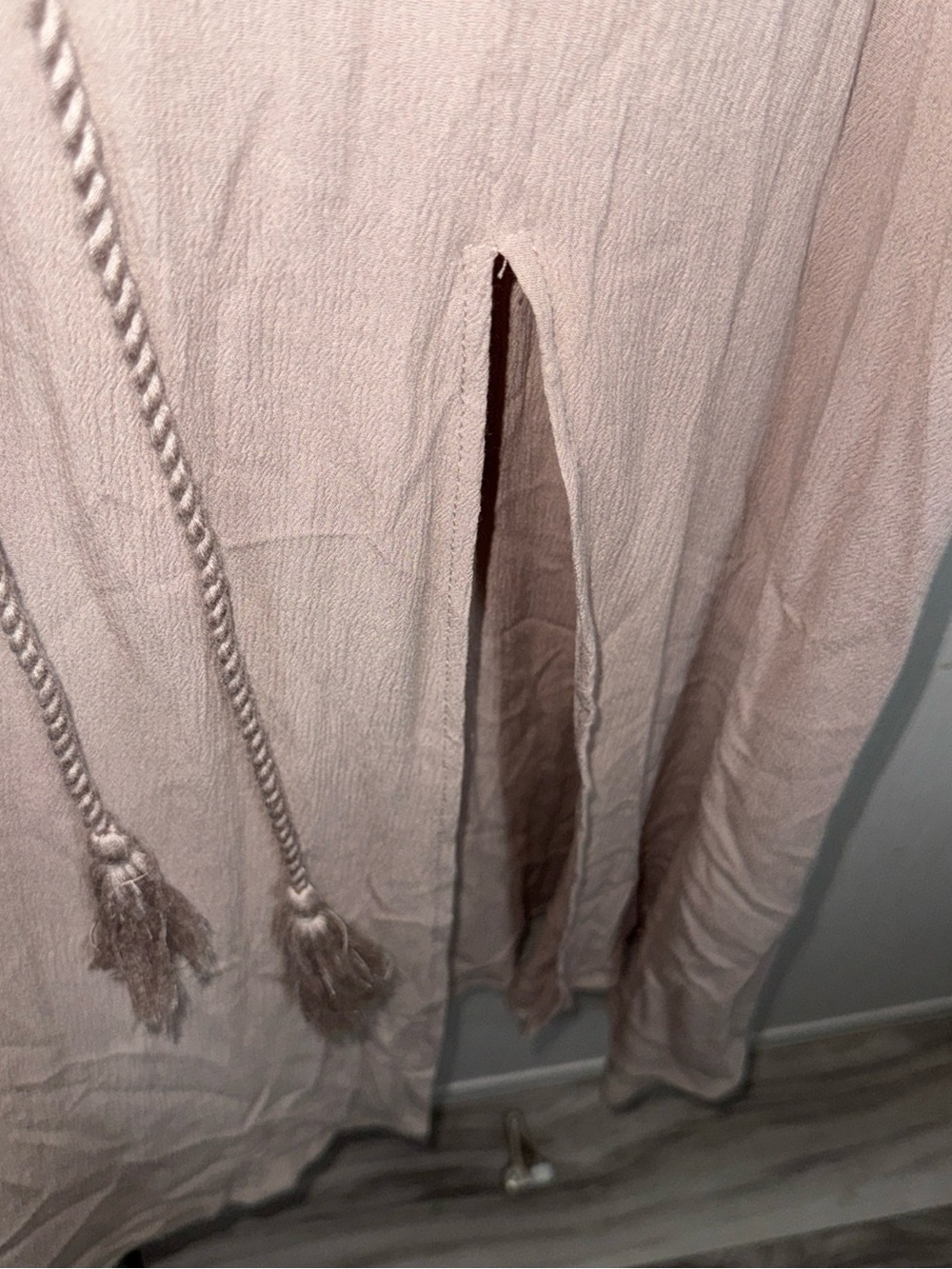 Baltic Born Taupe Ruffle Maxi Dress with Braided Waist Tie - Picture 6 of 14